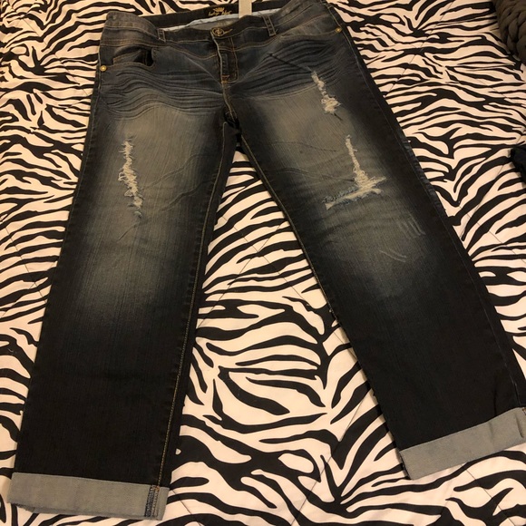 Baby Phat sz 20 boyfriend roll cuff ankle crop jeans - Picture 5 of 10